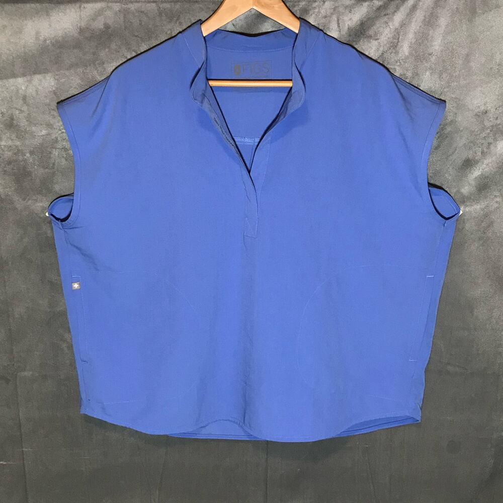 FIGS Technical Collection Blue Scrubs Set Top Sleeveless Pants Women L - L/P